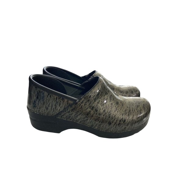 Dansko Professional Womens Size 40 (US 9.5) Black Gold Abstract Pattern Clogs - Picture 5 of 8